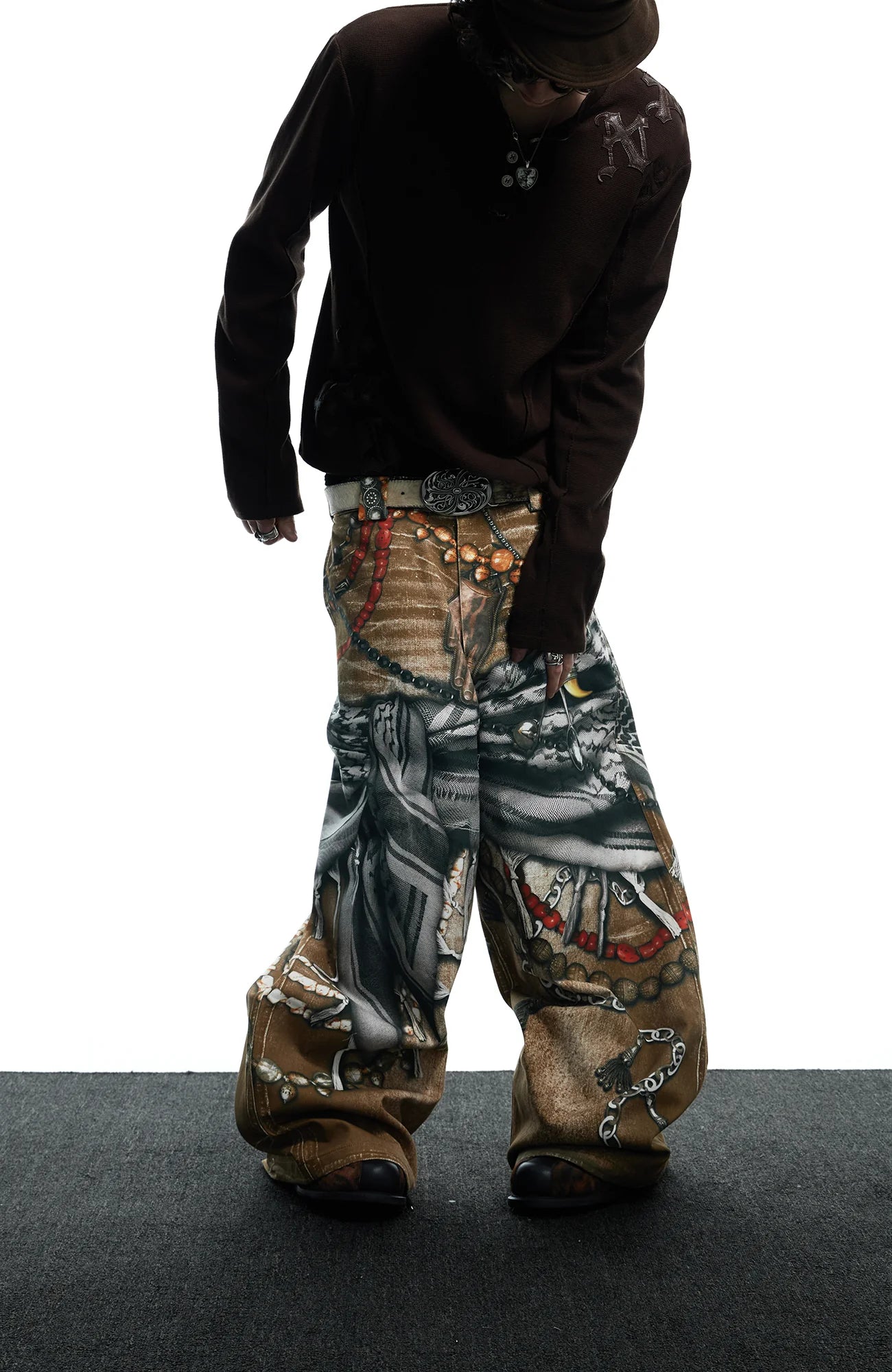 DND4DES Antique Jewelry Print Baggy Jeans