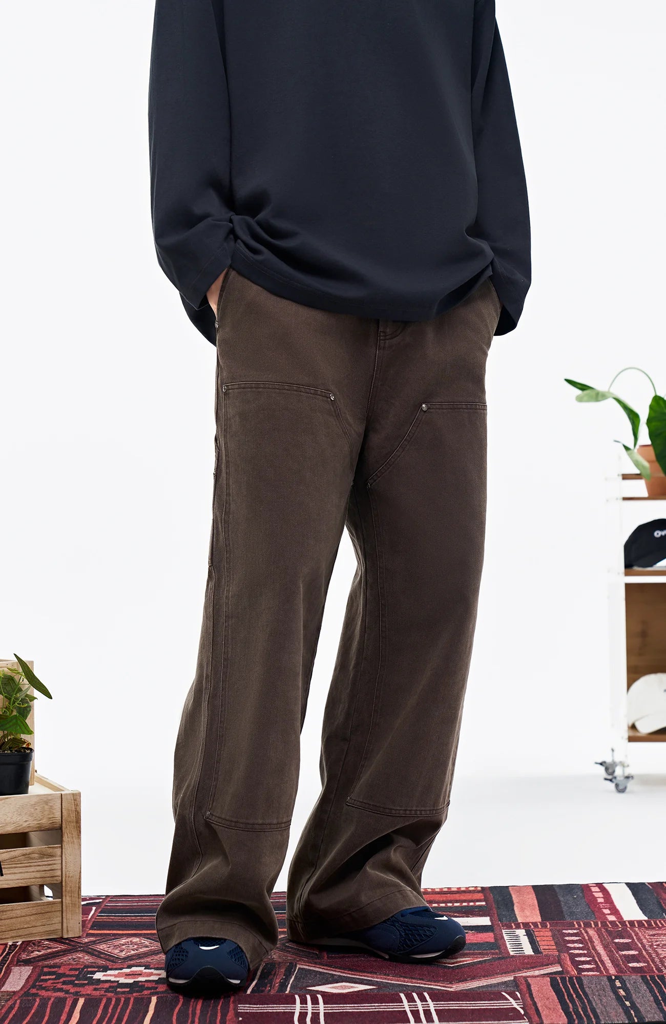OVERLAPS Double-Knee Straight-Leg Pants