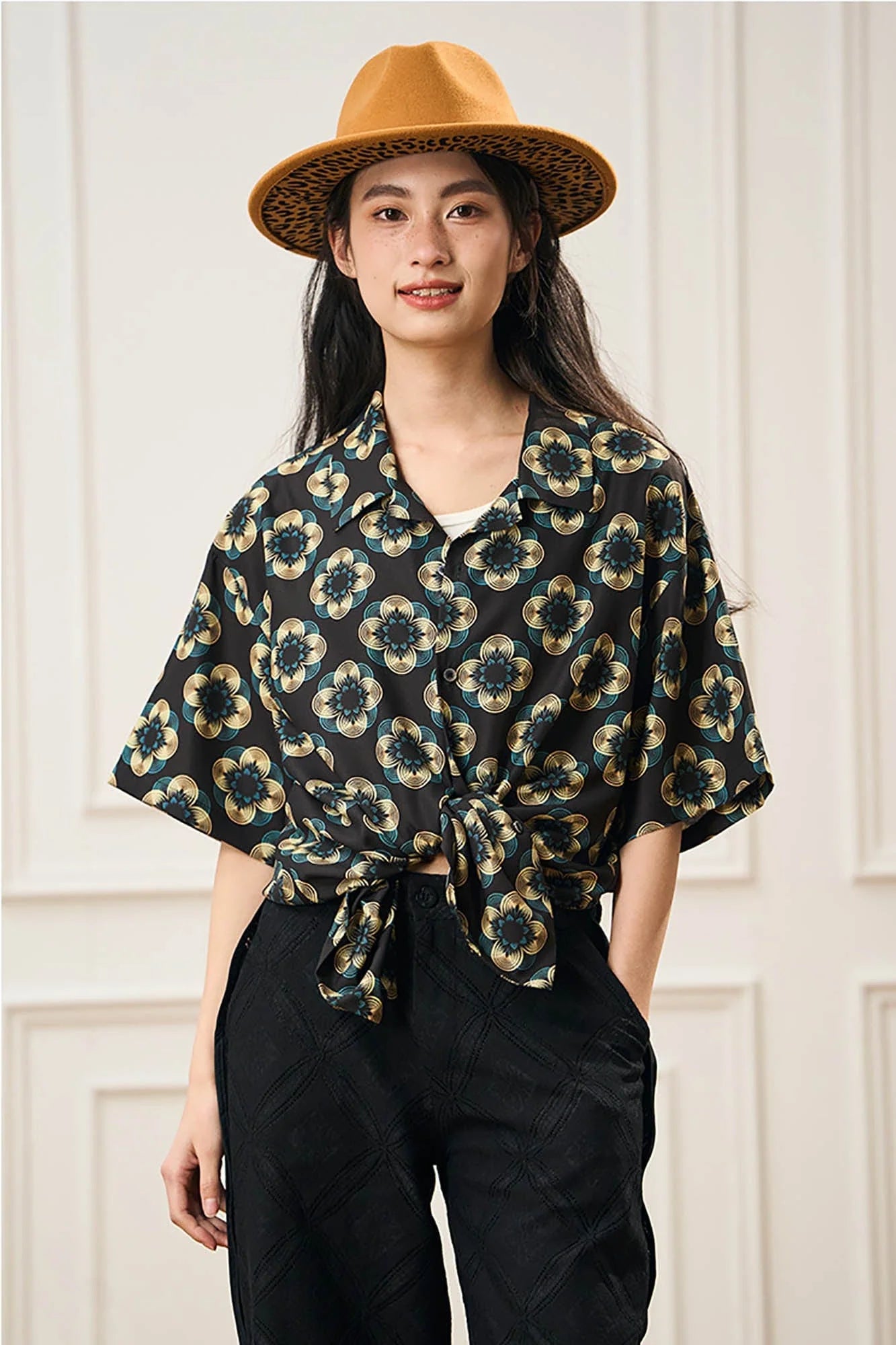 EPIC POETRY Geometric Floral Cuban Shirt