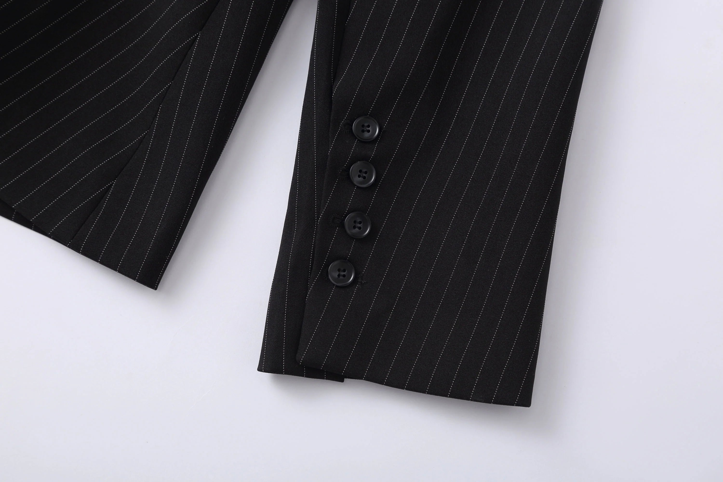 CLP Striped Cinched Waist Sculpted Blazer