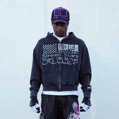 VINKID Graphic Washed Zip-Up Hoodie