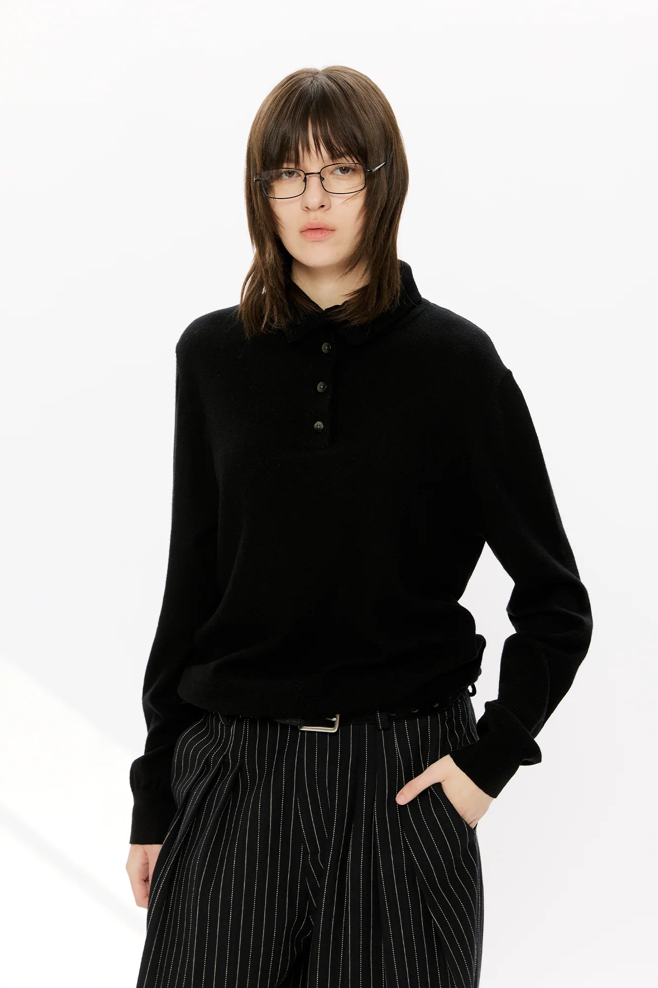 KREATE Double-Collar Wool-Blend Knit Polo