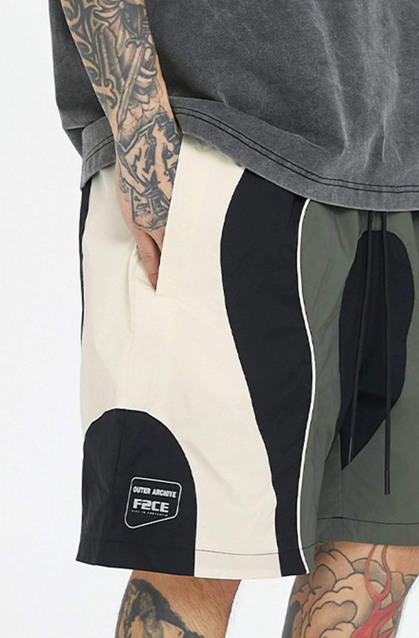 F2CE Spliced Color Block Logo Shorts