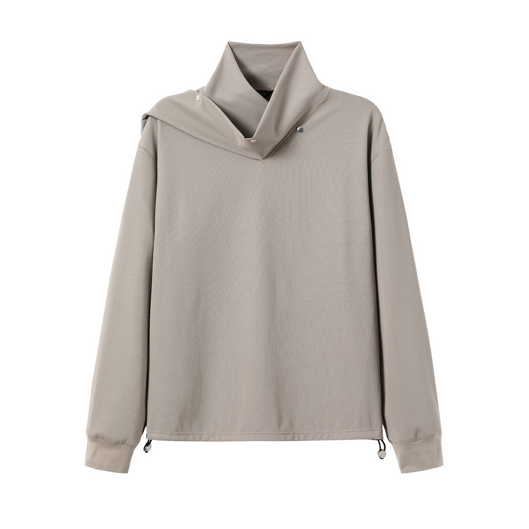 ALVNG AR ANTS Asymmetric Scarf-Neck High-Collar Pullover