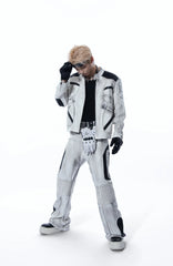 MOGONGSHE Distressed Techwear PU Moto Jacket
