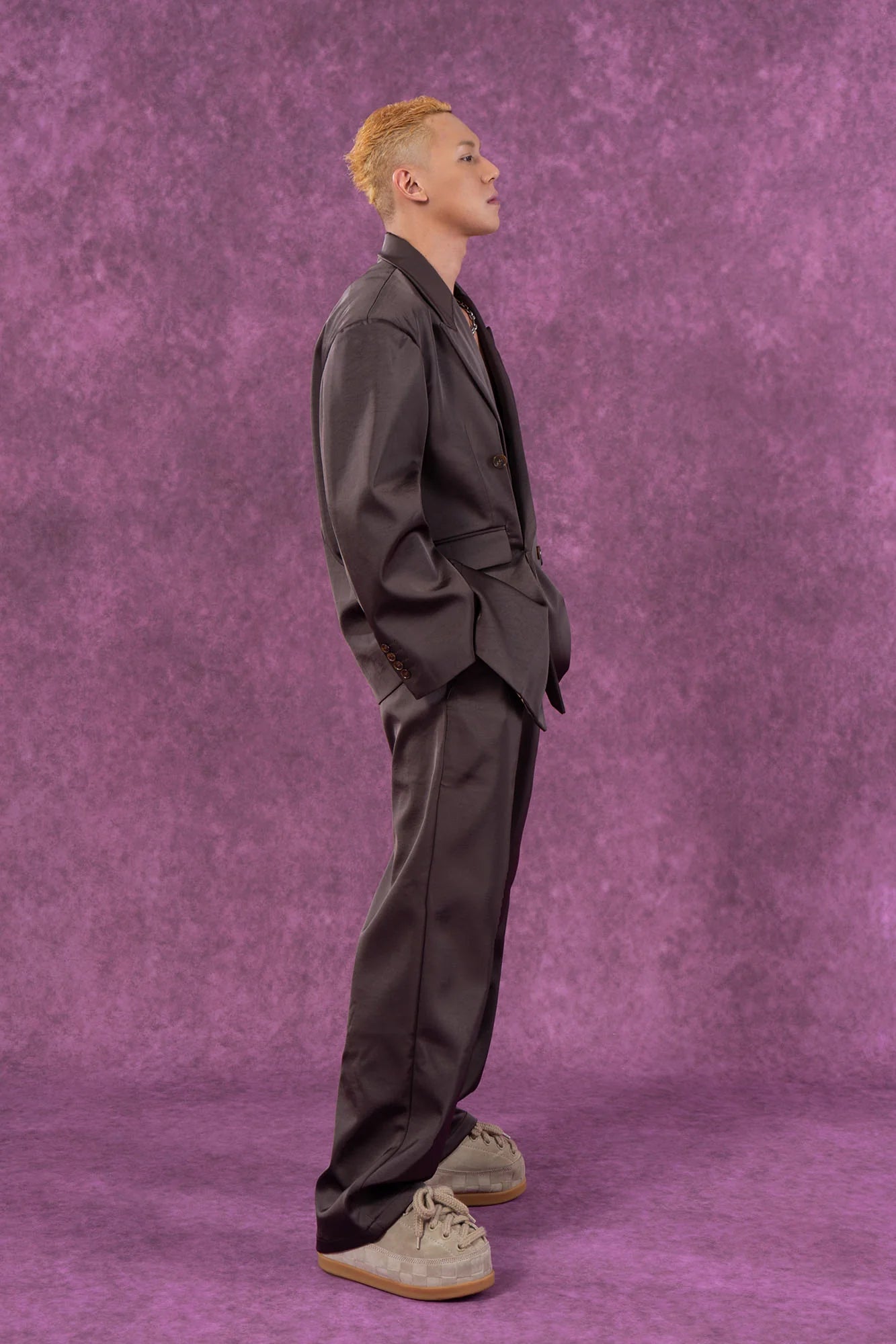 CLP Satin Double-Breasted Oversized Blazer