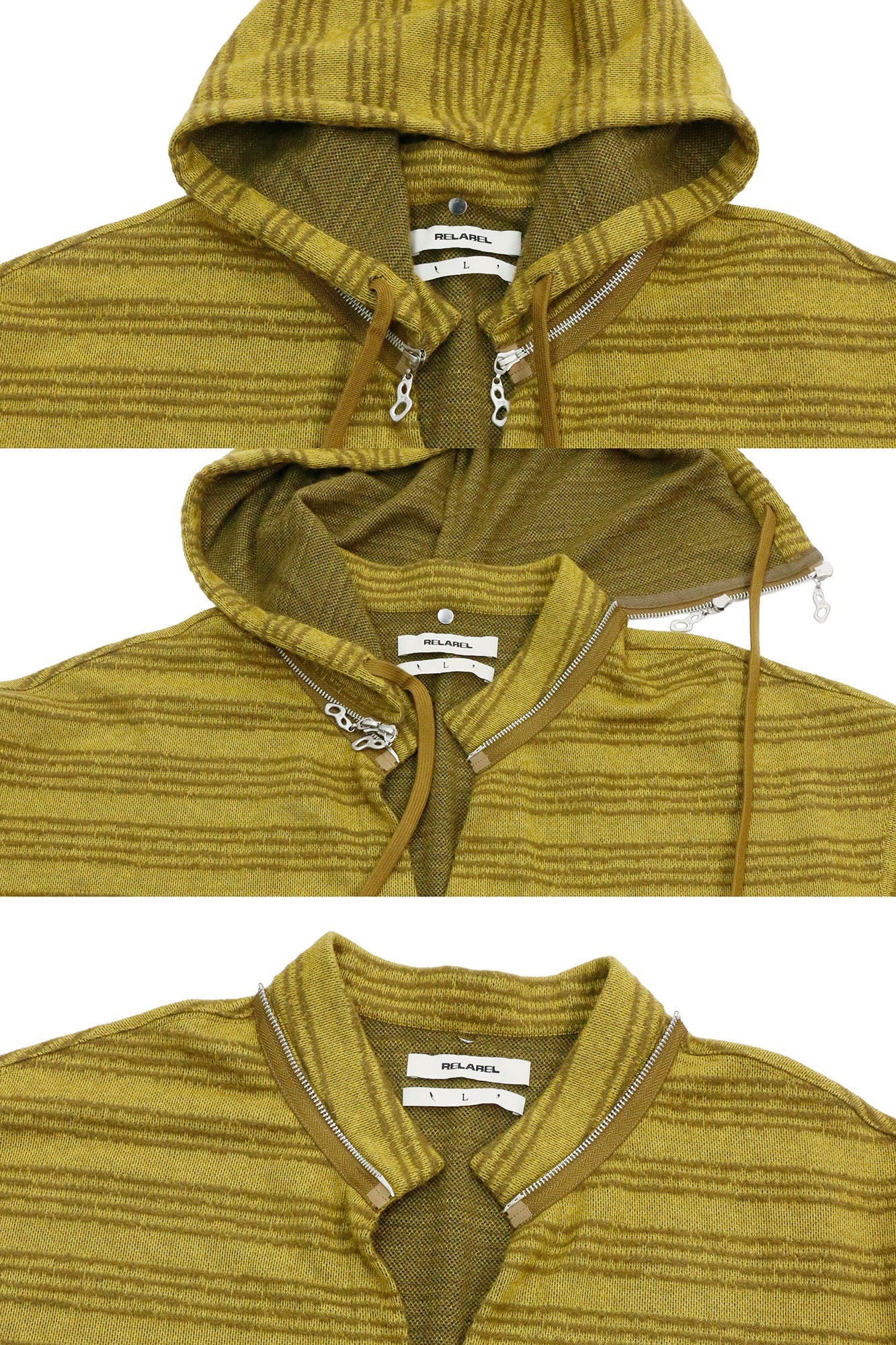RELABEL Striped Asym Half-Zip Knit Hoodie