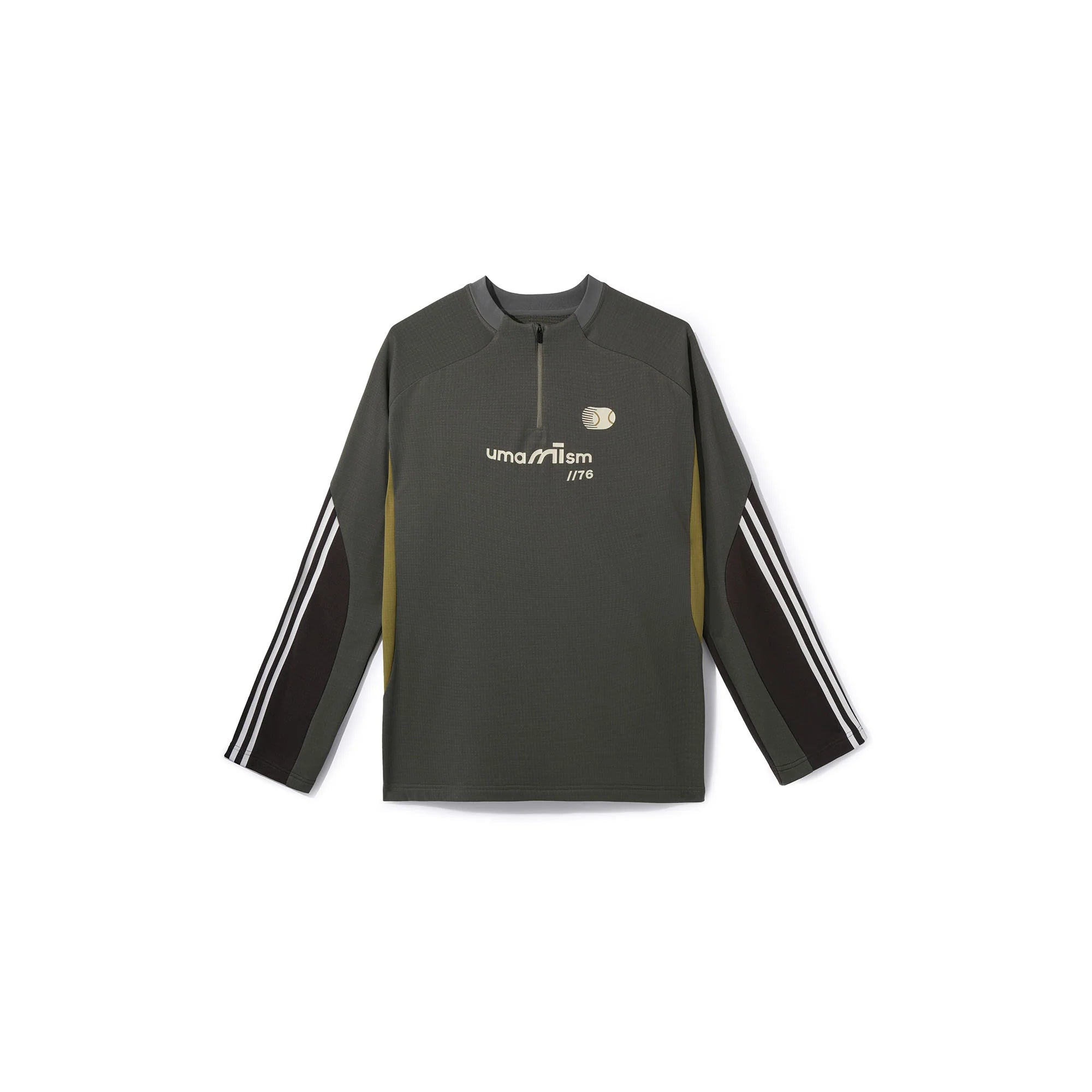 UMAMIISM Raglan Striped Fleece-Lined Sweatshirt