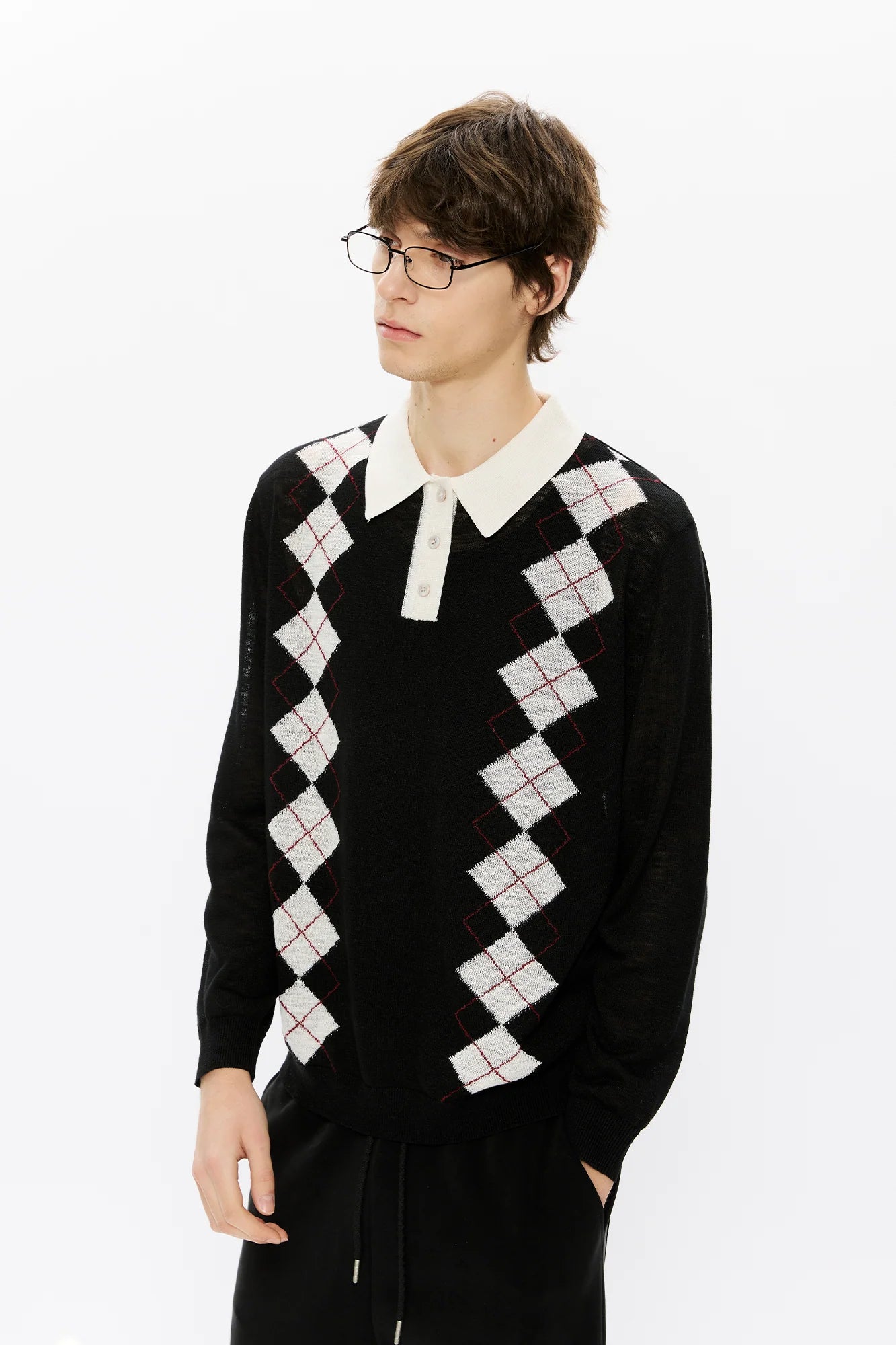 KREATE Retro Argyle Polo Sweater