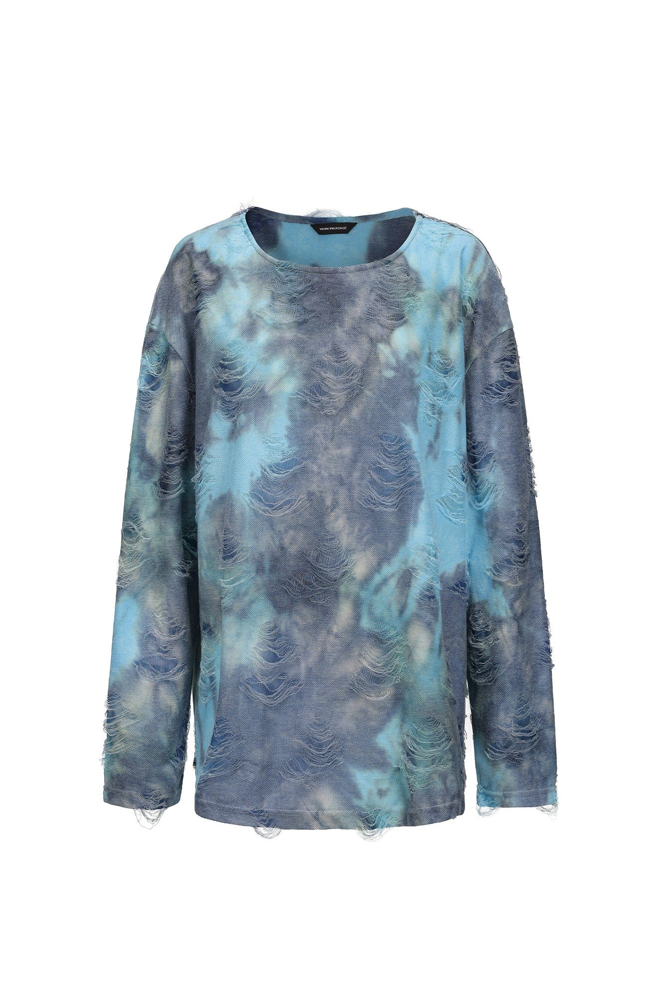 VANN VALRENCE Distressed Gradient Tie-Dye Long-Sleeve Tee