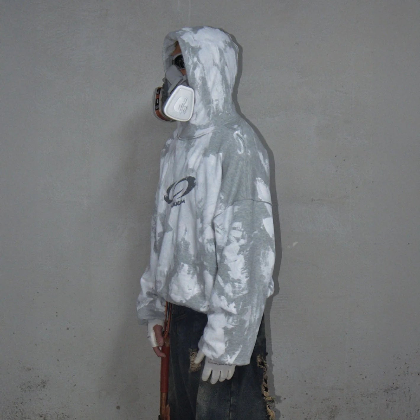 LUUUCAM Brush-Paint Faded Logo Hoodie
