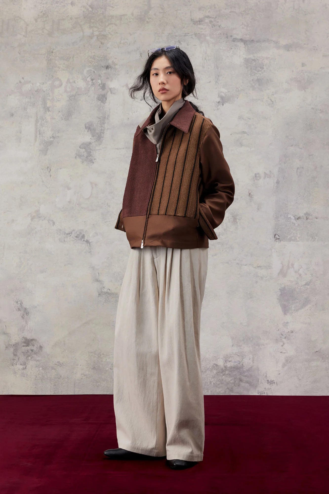 ALVNG AR ANTS Contrast Paneled Knit Jacket