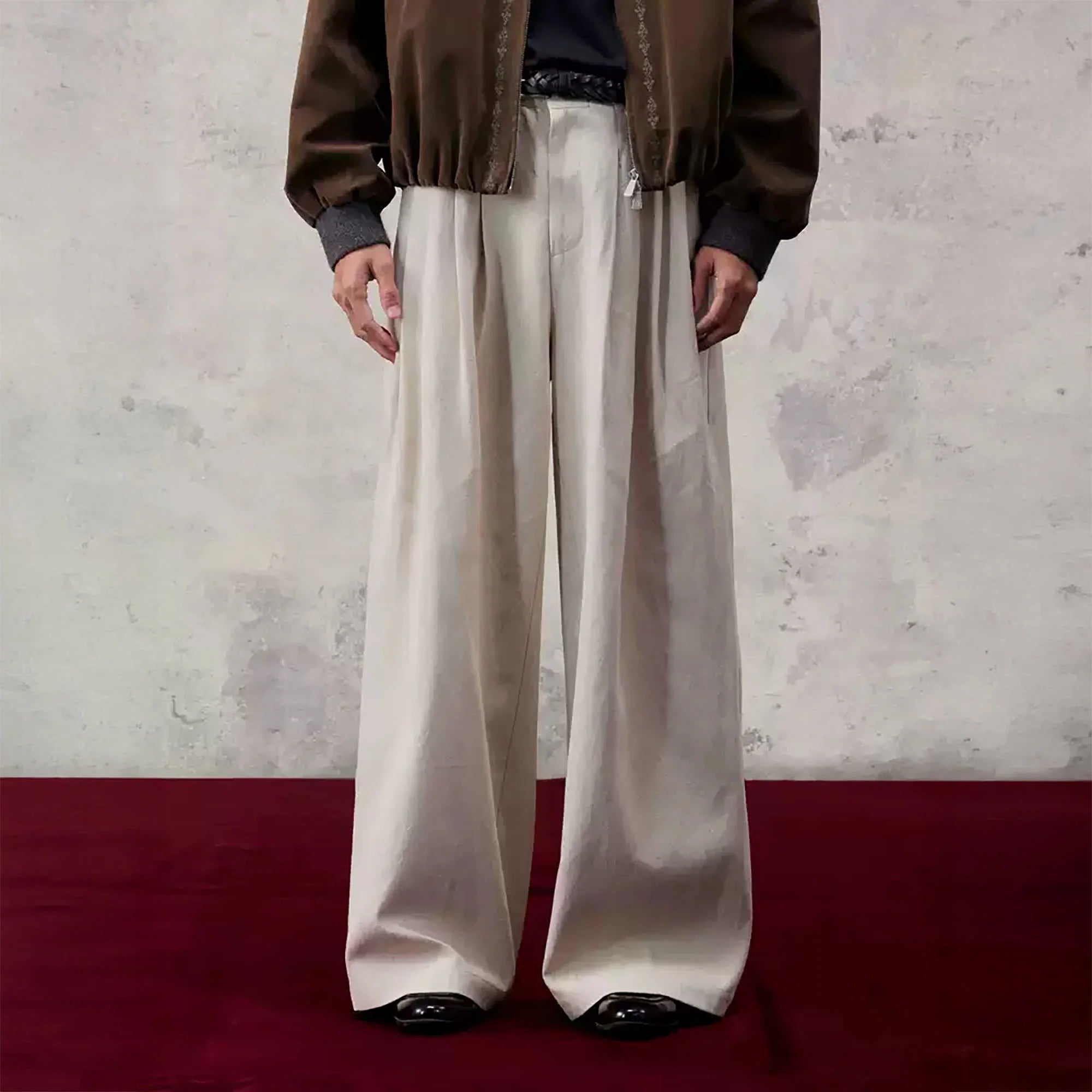 ALVNG AR ANTS Essential Pleats Linen-Blend Wide-Leg Pants