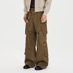 CATSSTAC Multi-Pocket Paneled Strap Cargo Pants