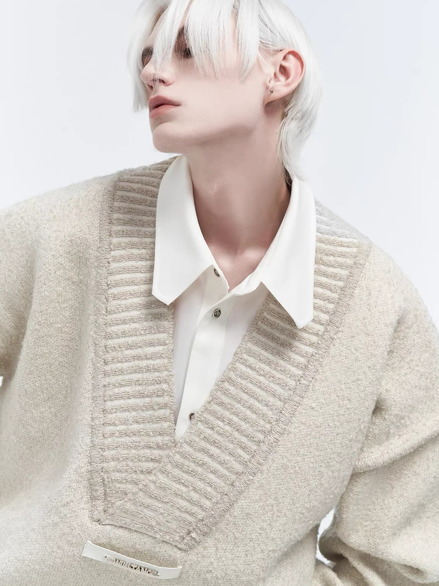 TIWILLTANG Retro Oversized V-Neck Sweater