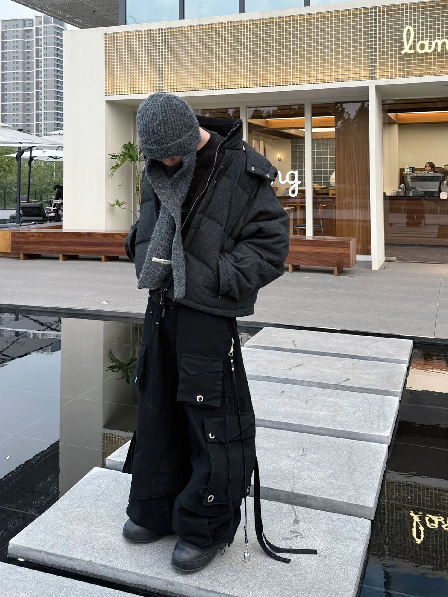 RELABEL Detachable Scarf Beanie Set