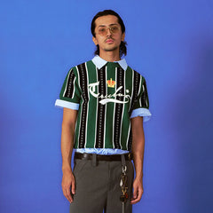 TRECLUB Retro Chain Stripe Knit T-Shirt