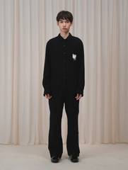 OUYANG WENJUN Wool Fluid-Heart Embroidered Jumpsuit