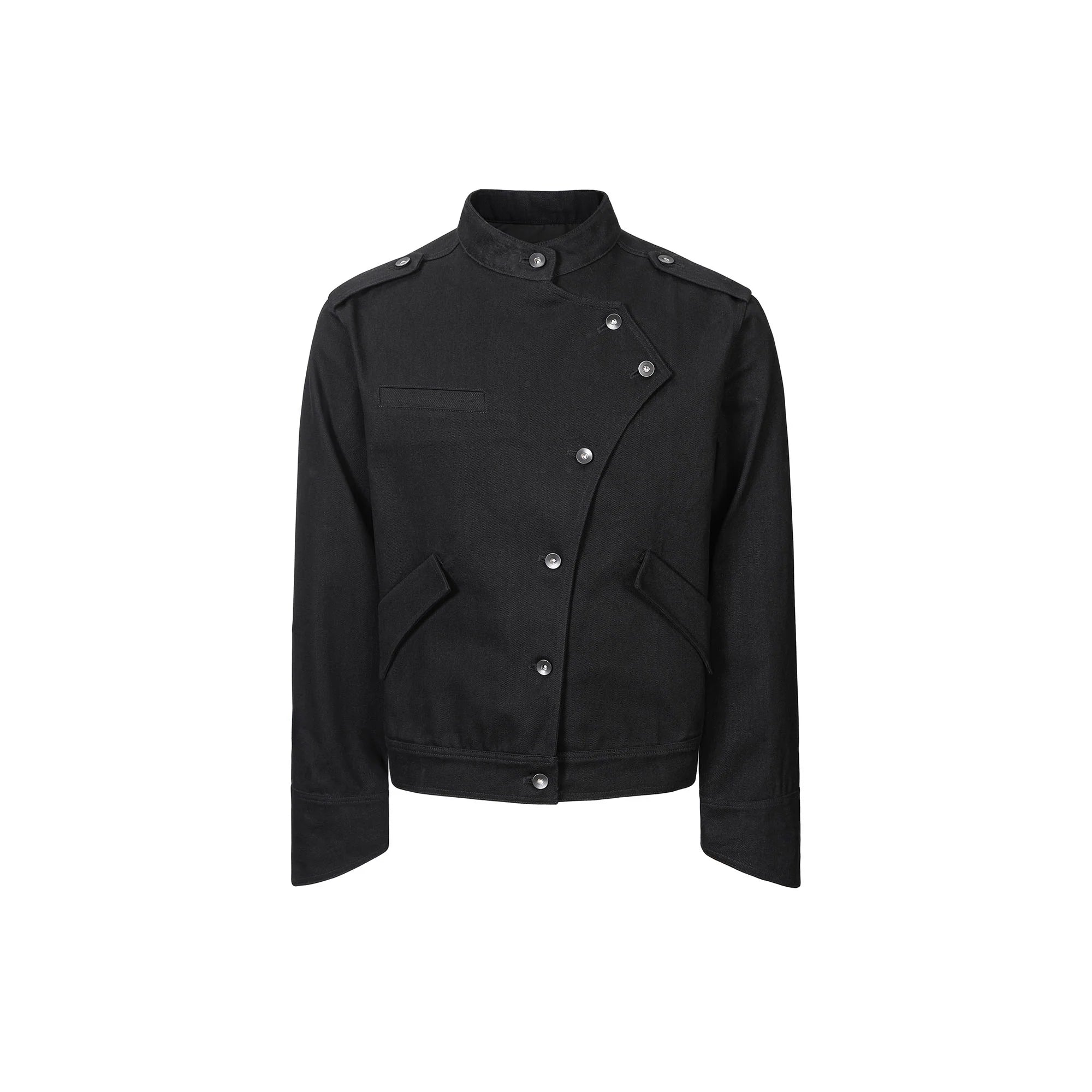 ESAIAS Asymmetric Stand-Collar Military Jacket