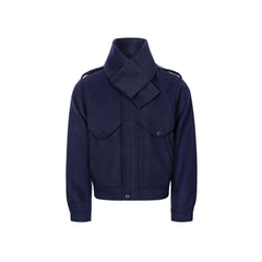 ESAIAS Detachable Scarf-Collar Wool-Blend Jacket