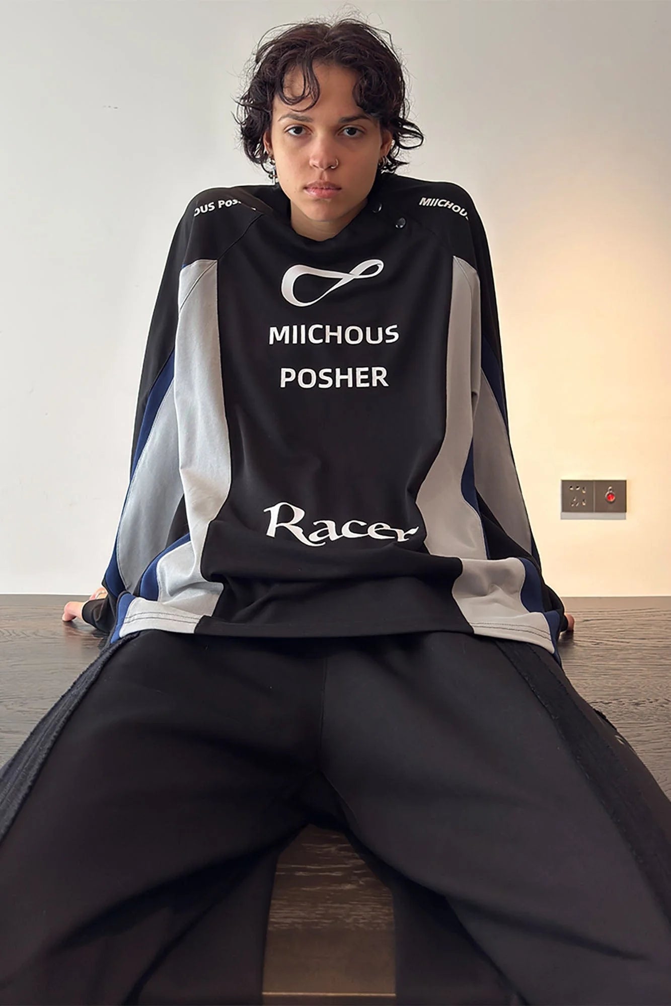 MIICHOUS Contrast Spliced Racing UV Protection Long-Sleeve Tee