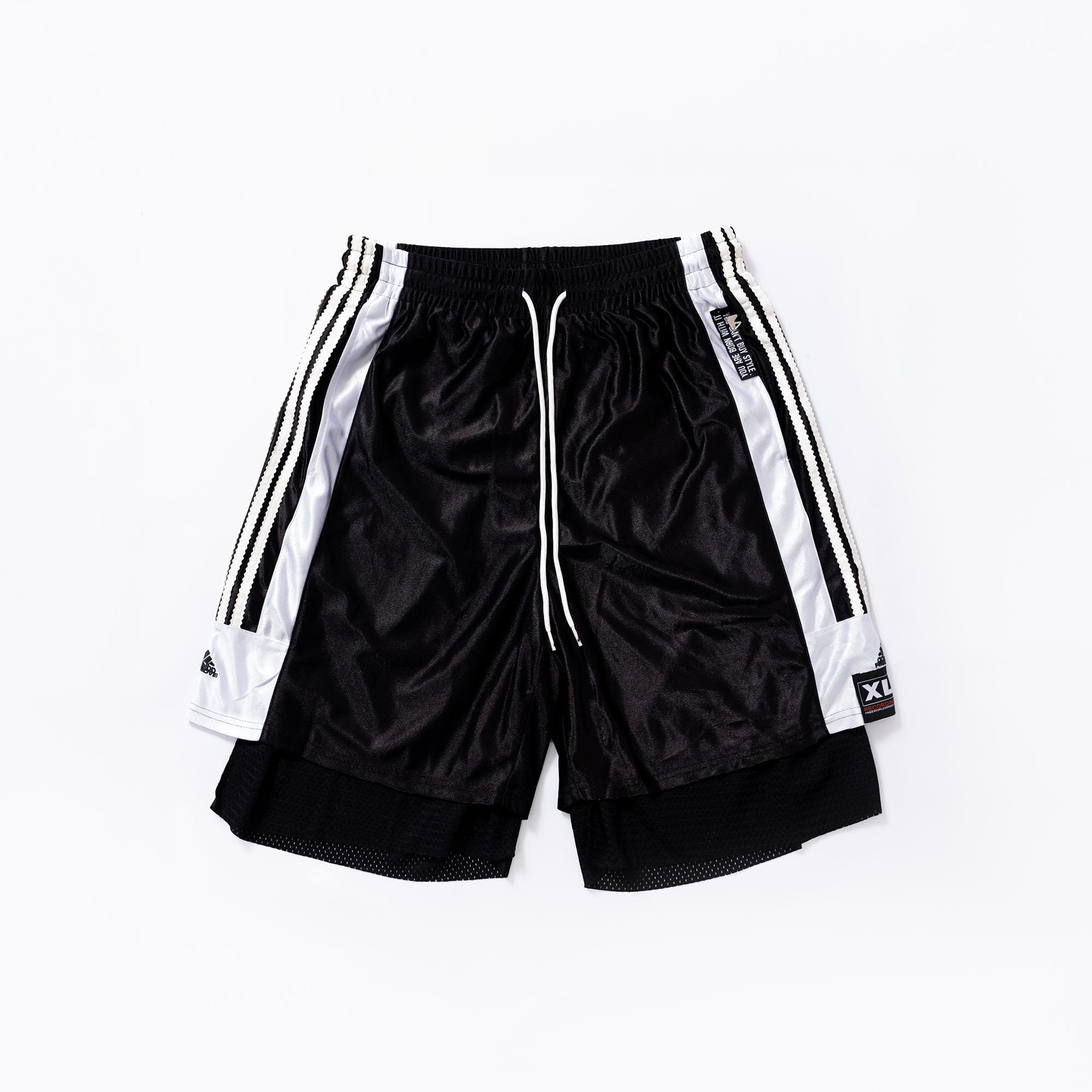 FVVO Layered Mesh Satin Striped Shorts