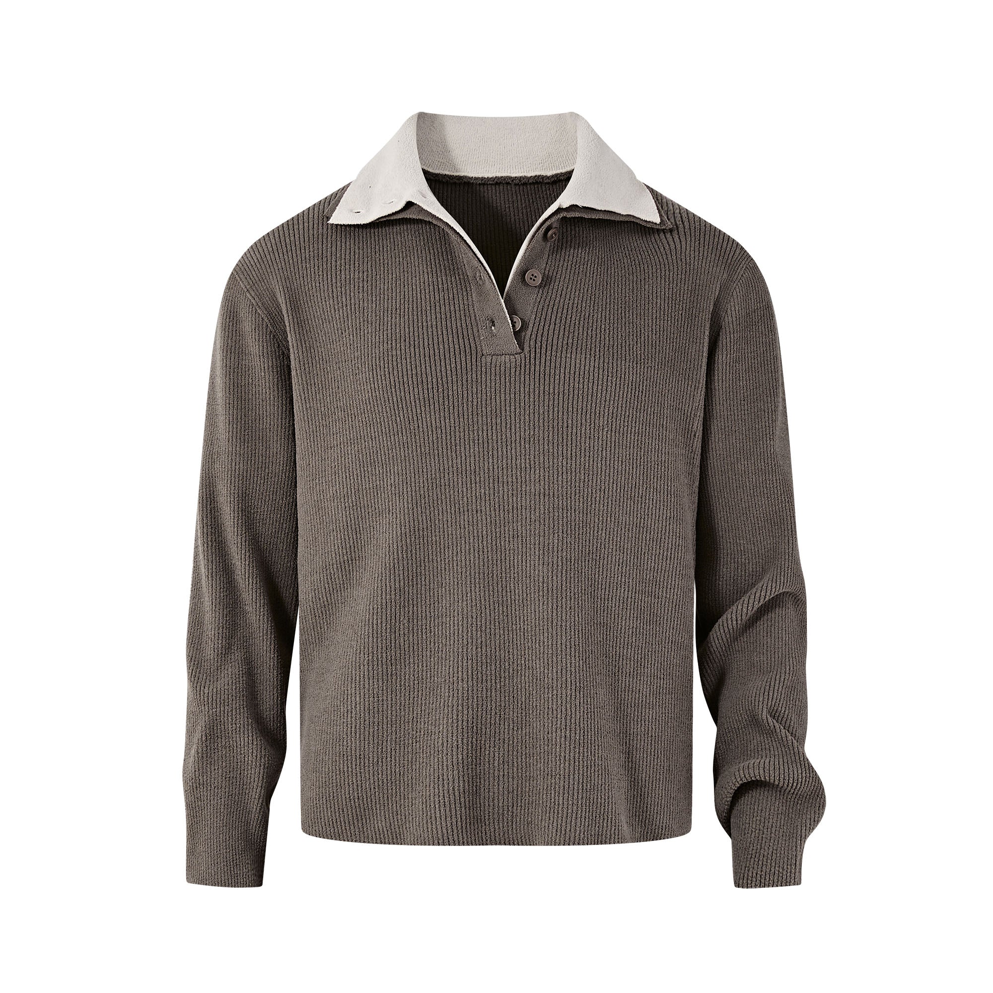 KREATE Contrast Layered Collar Ribbed Sweater