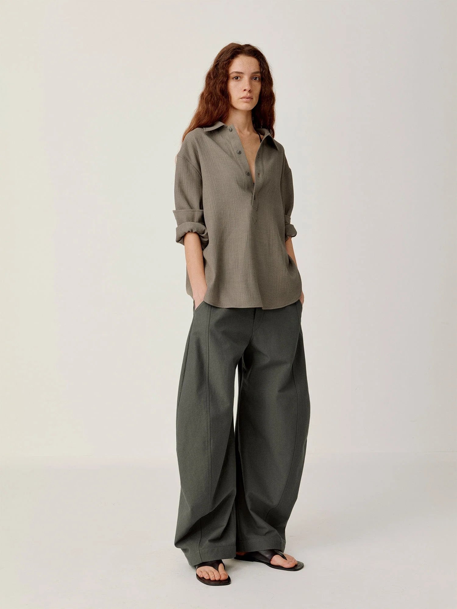 OPICLOTH Retro Curved-Cut Tailored Pants