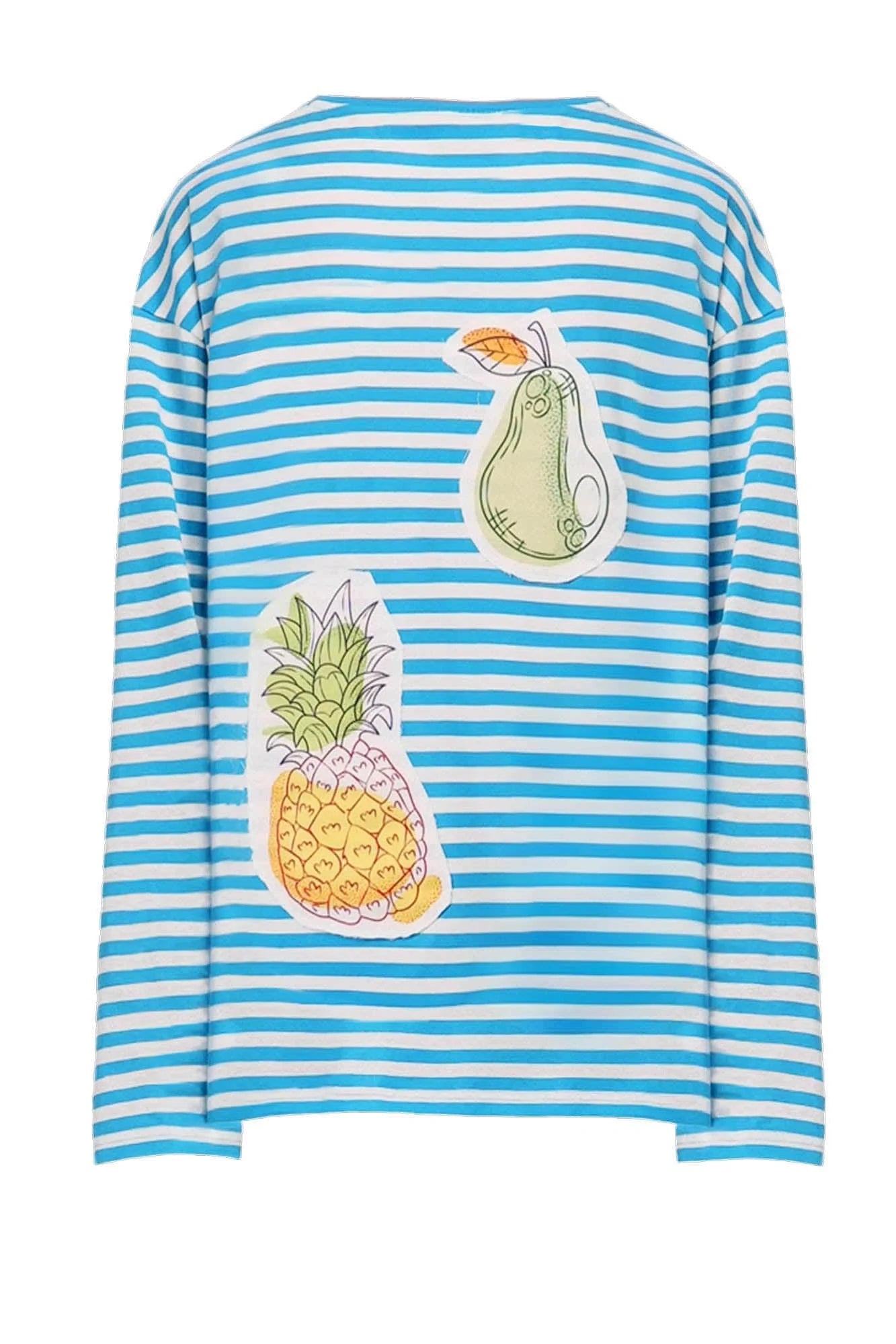 OIPWORD Snack Patchwork Striped Long-Sleeve Tee