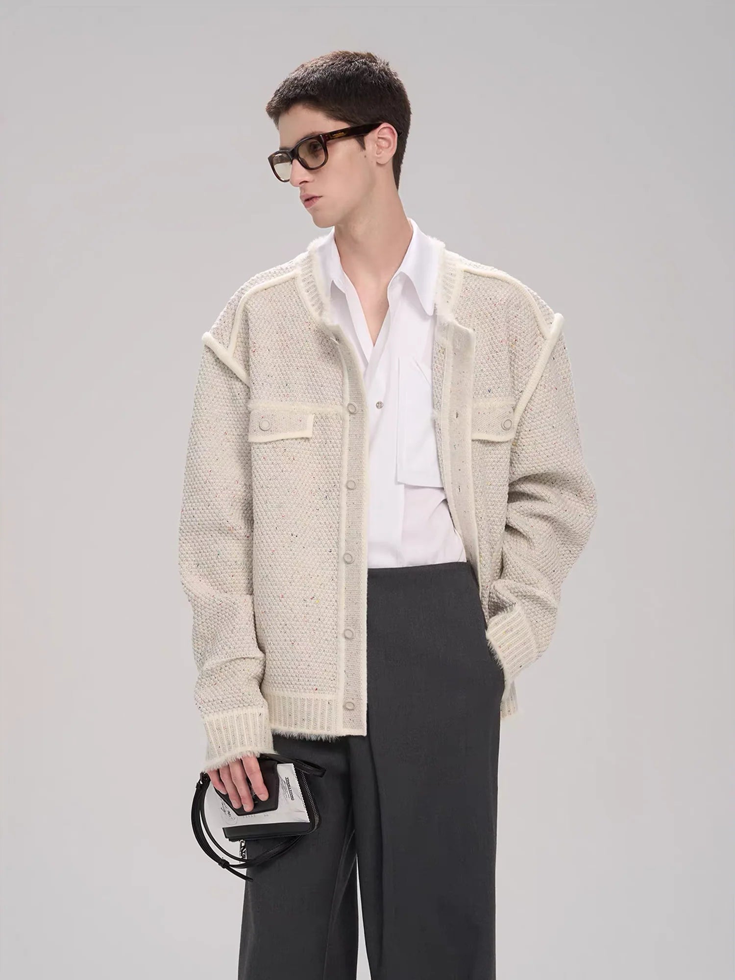 TIWILLTANG Contrast Stitch Knit Jacket