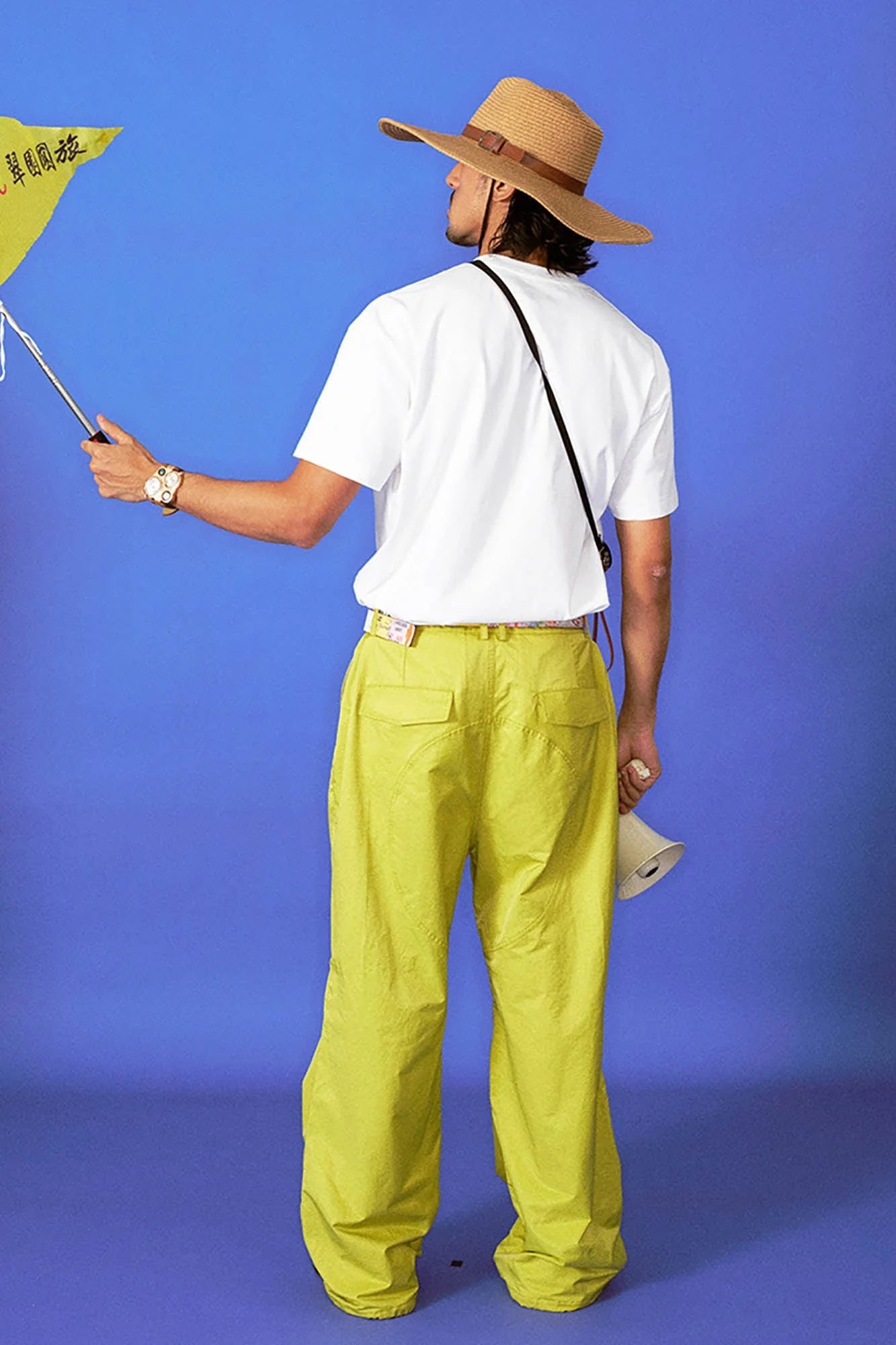 TRECLUB Drawcord Hem Wide-Leg Parachute Pants