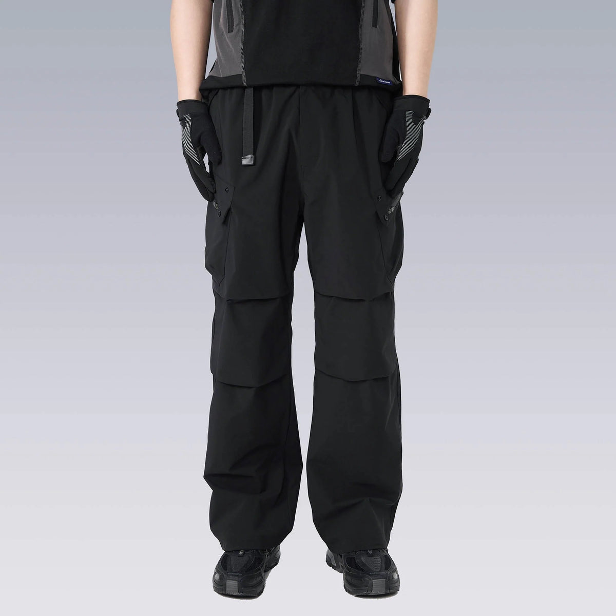 SILENSTORM Multi-Pocket Drawstring Crinkled Pants