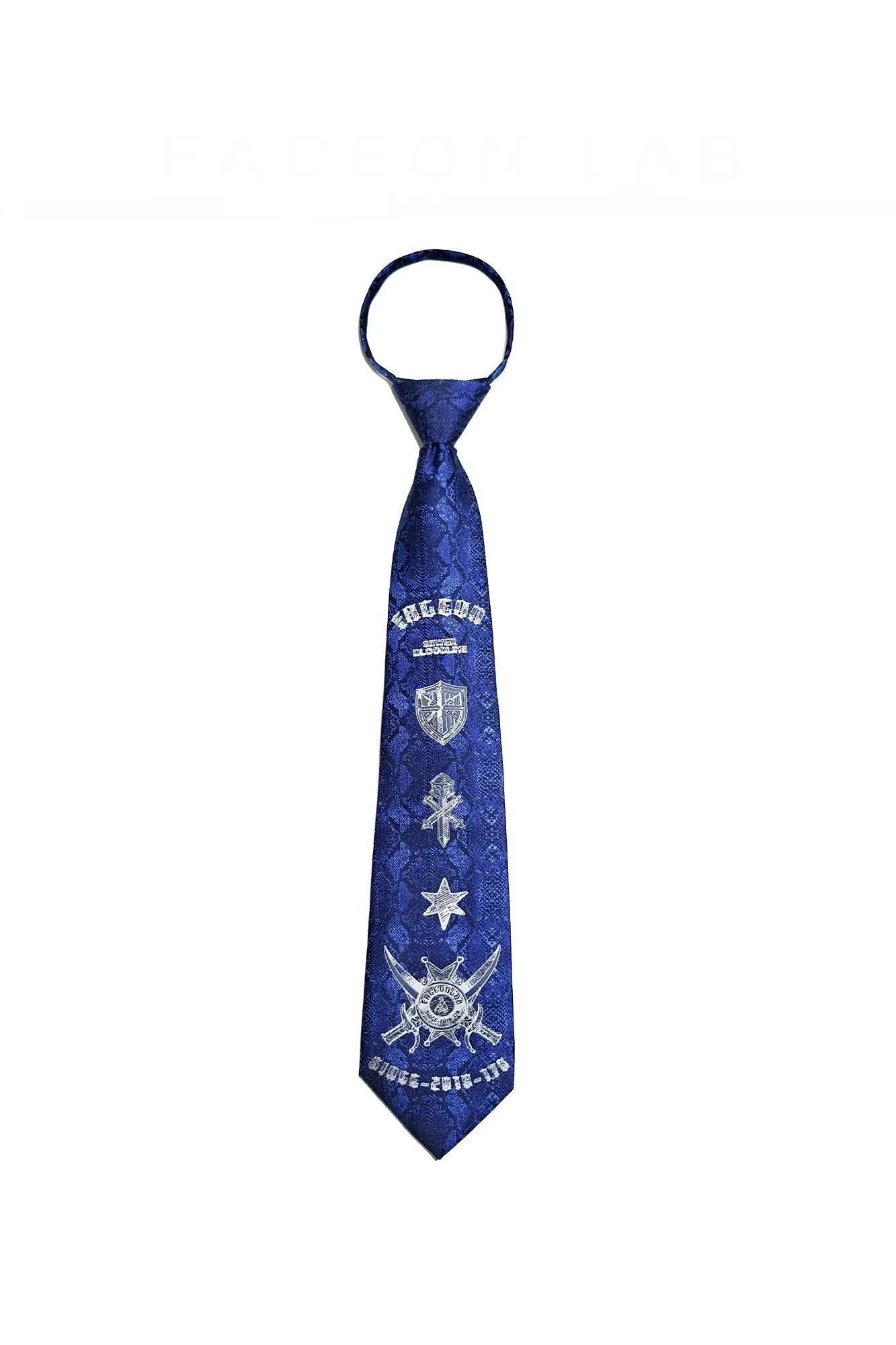 FACEONLAB Jacquard Military Crest Zip Tie Blue
