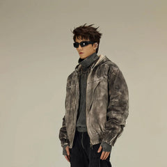 FLYERRER Distressed Crinkled Dirty Fit Jacket