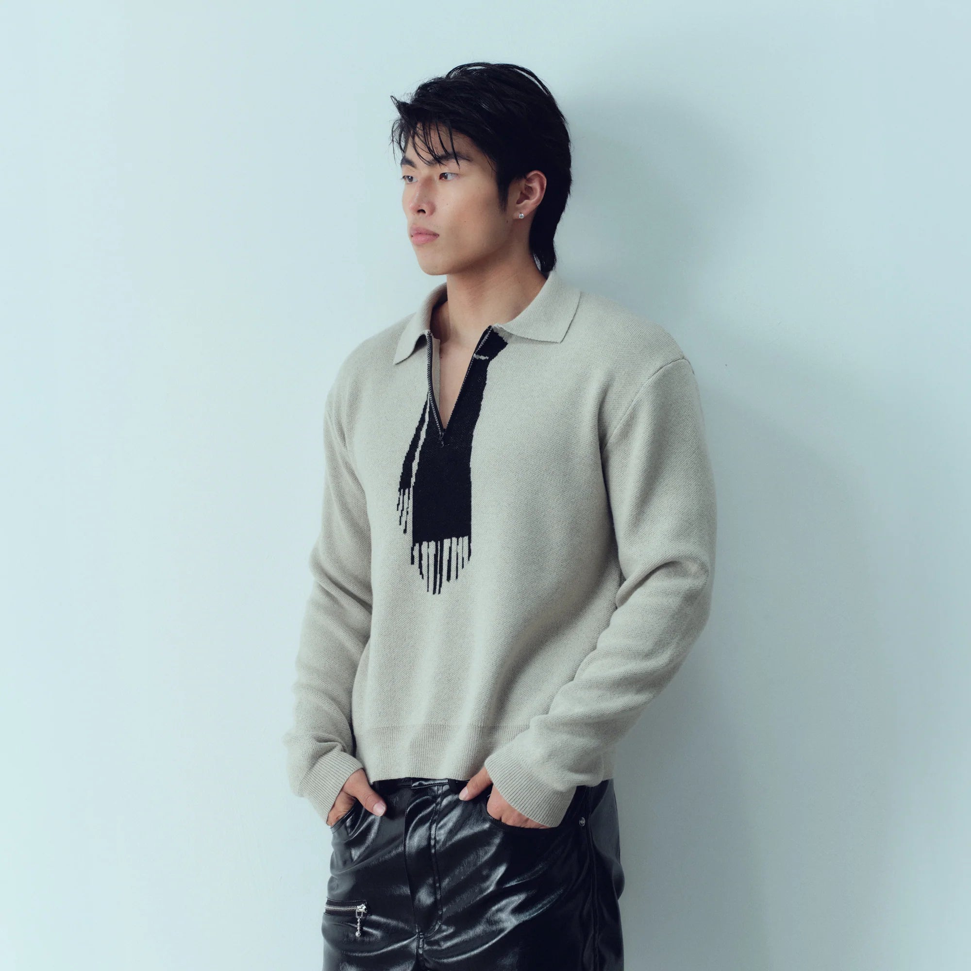 KADAKADA Tie-Jacquard Wool-Blend Sweater