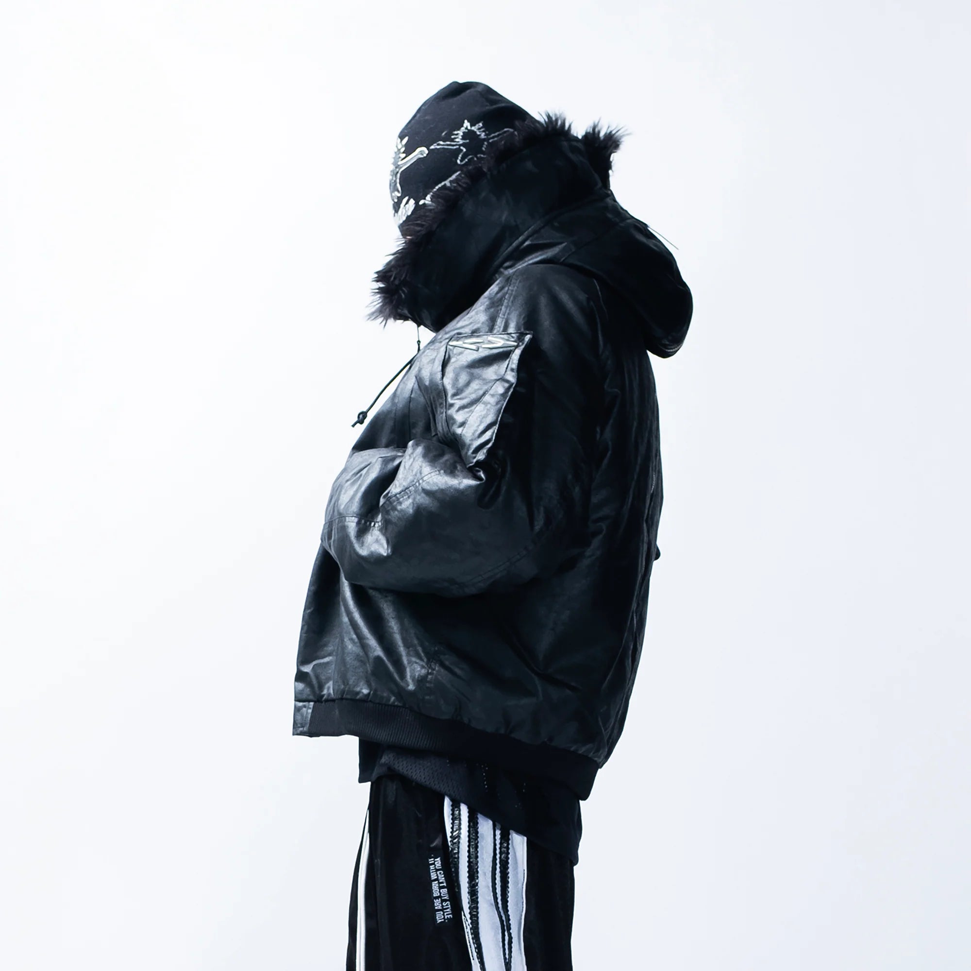 FVVO Faux Fur Liner Hooded Bomber Jacket