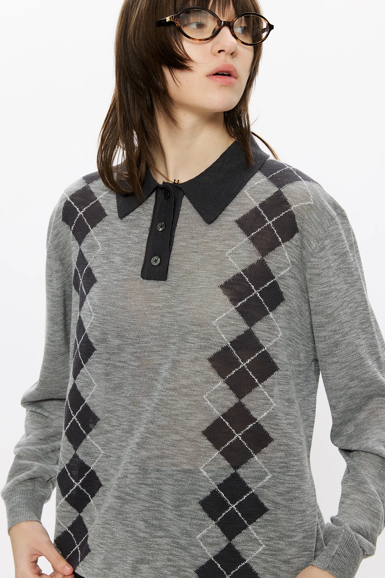 KREATE Retro Argyle Polo Sweater