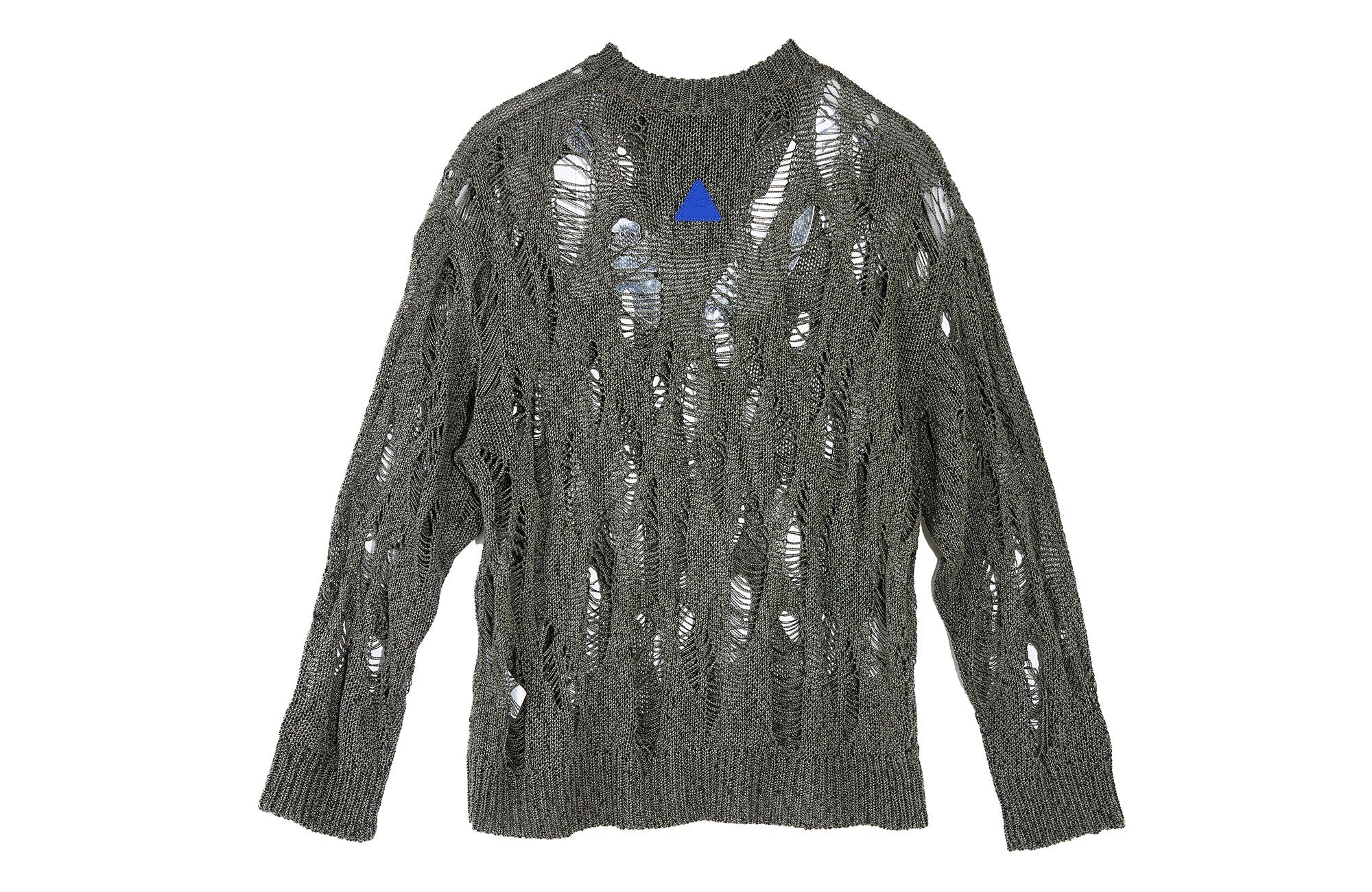ROARINGWILD A ARCH Distressed Hollowed-Knit Sweater