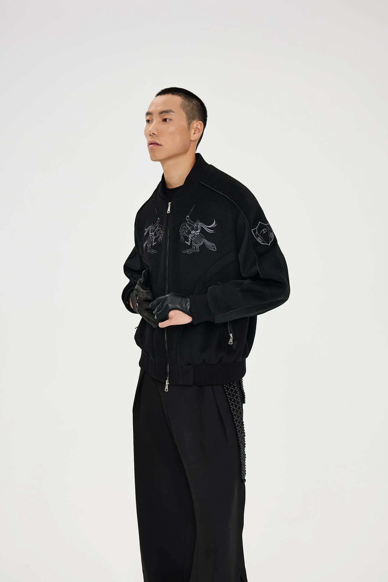 CATSSTAC Warrior Embroidered Panel Bomber Jacket