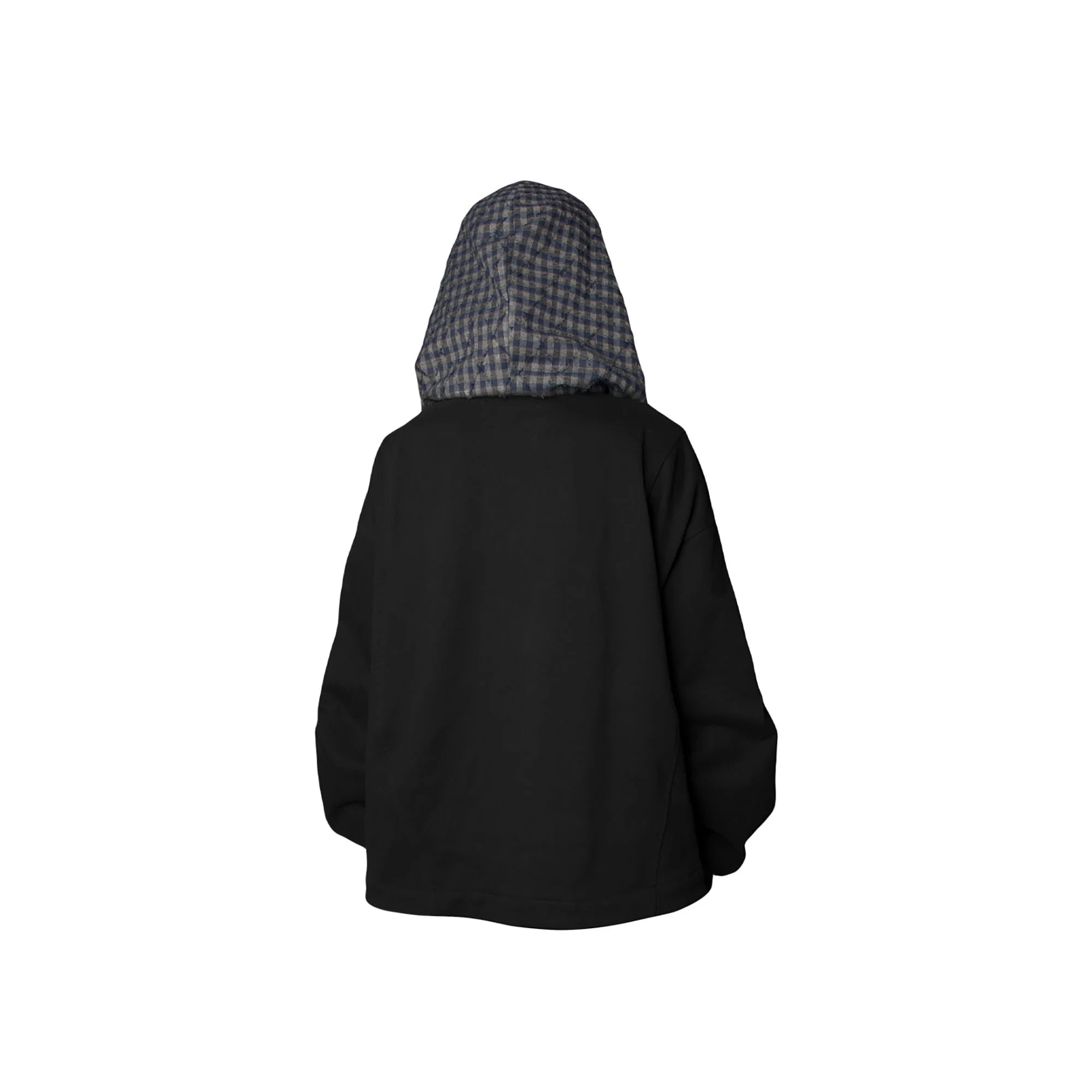 RELABEL Detachable Plaid Hood Jacket Black