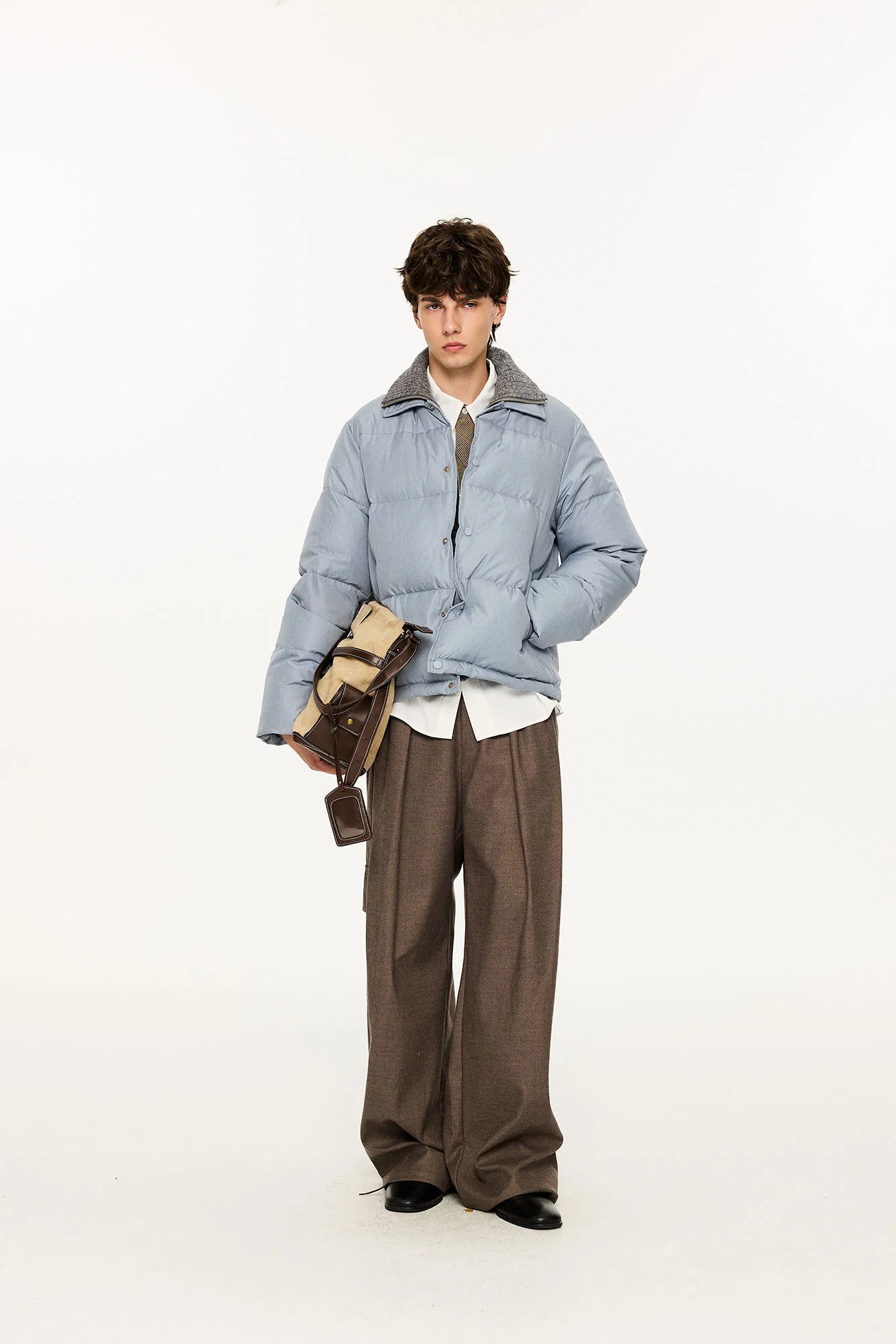KREATE Faux Layered Cable Knit Puffer Jacket