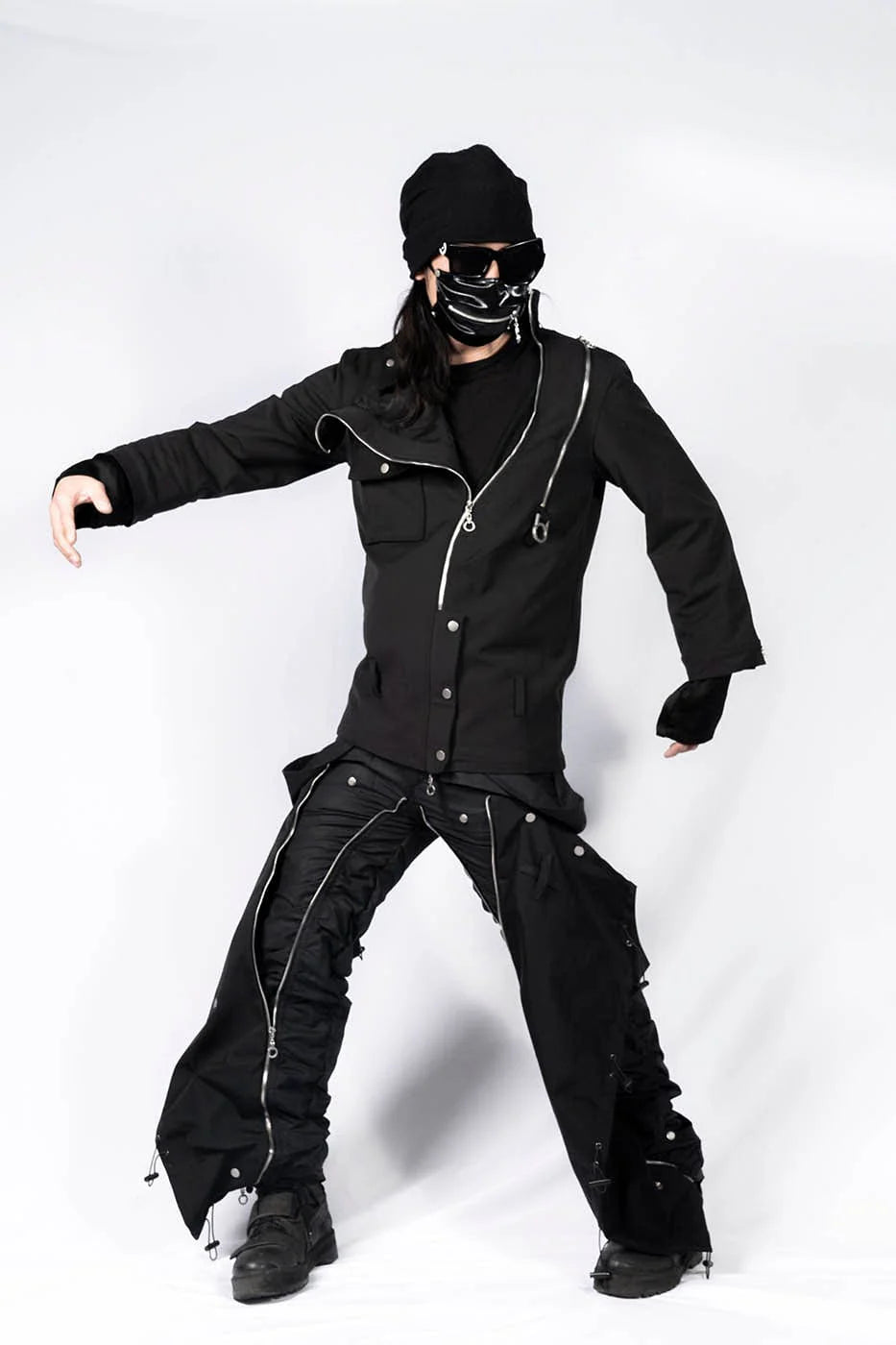 INSIDE OUT Asymmetrical Curved Zippered Jacket