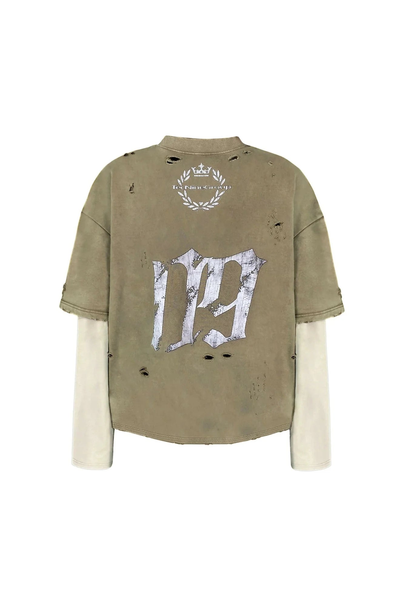 TECNINEGROUP No.09 Distressed Layered Long-Sleeve Tee
