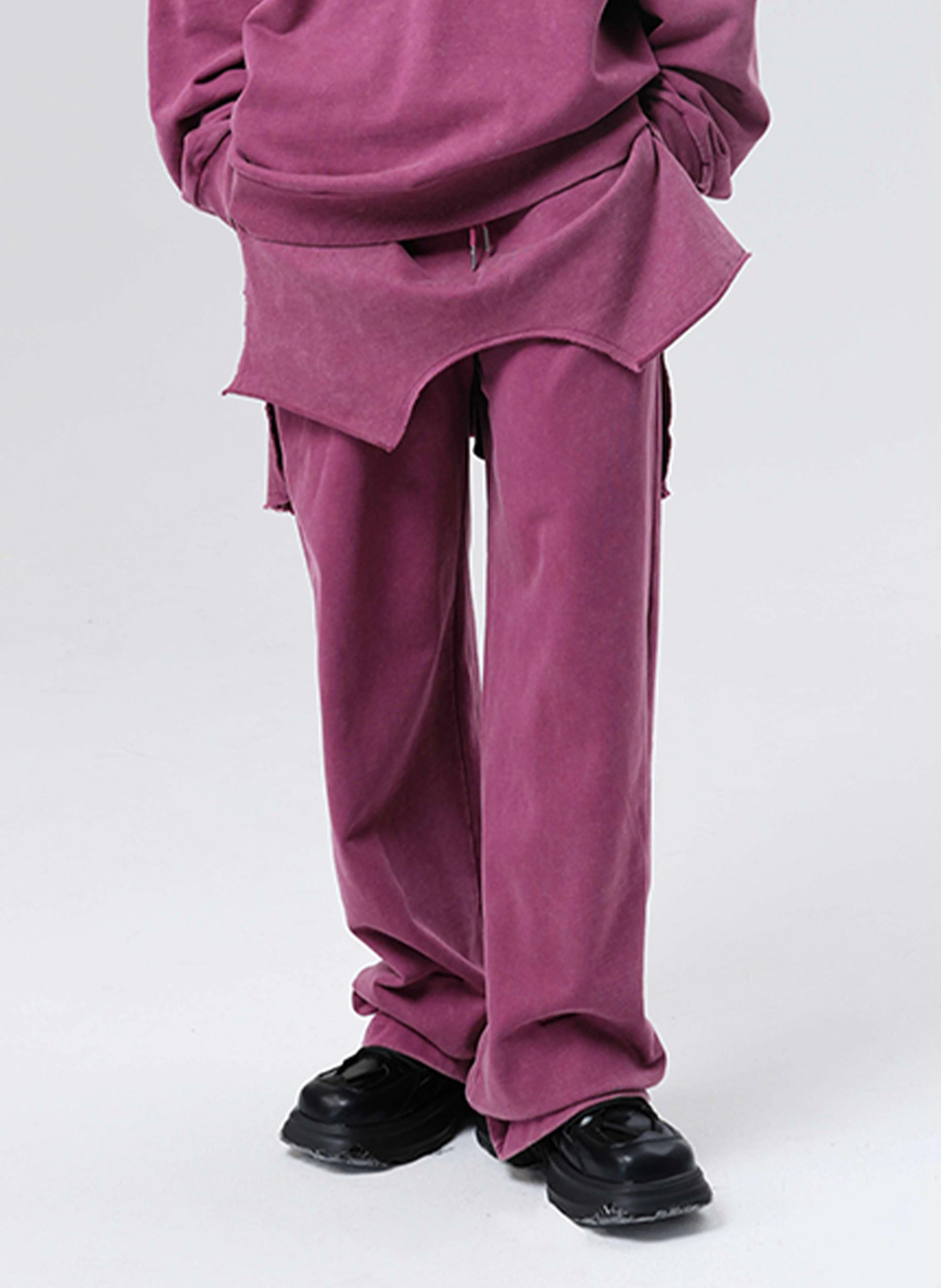VANN VALRENCE Double-Layered Panel Deconstructed Drawstring Pants