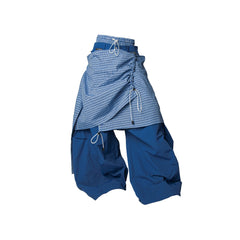 RELABEL Drawstring Layered Double-Waistband Parachute Pants Blue