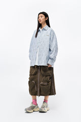 OVERLAPS Frayed Diamond Stripe Overshirt