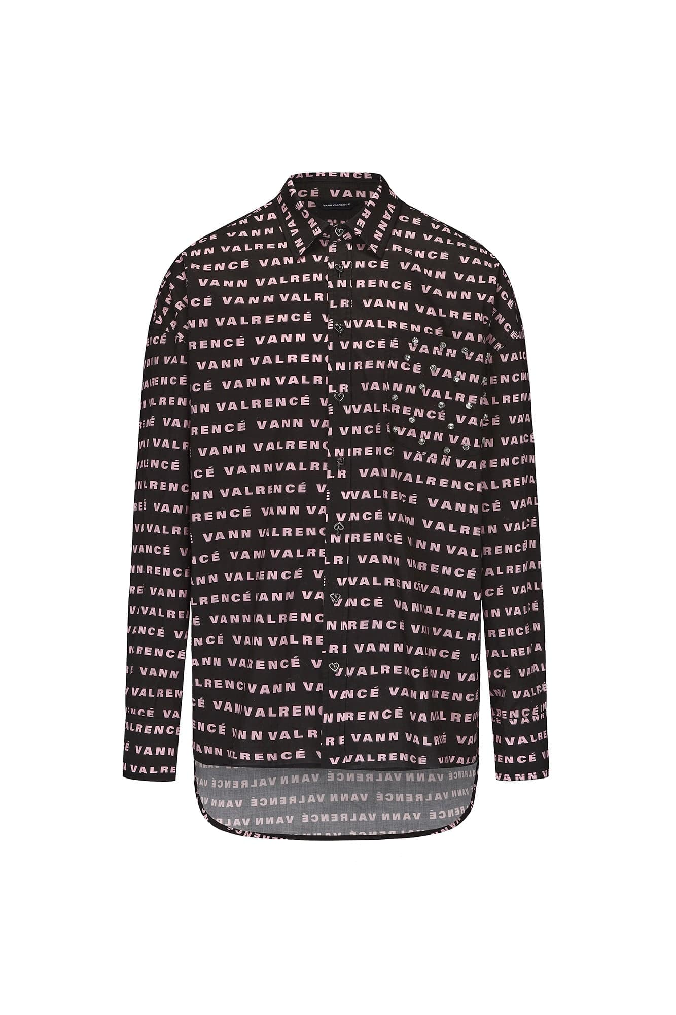 VANN VALRENCE Monogram Crystal-Studded Oversized Shirt