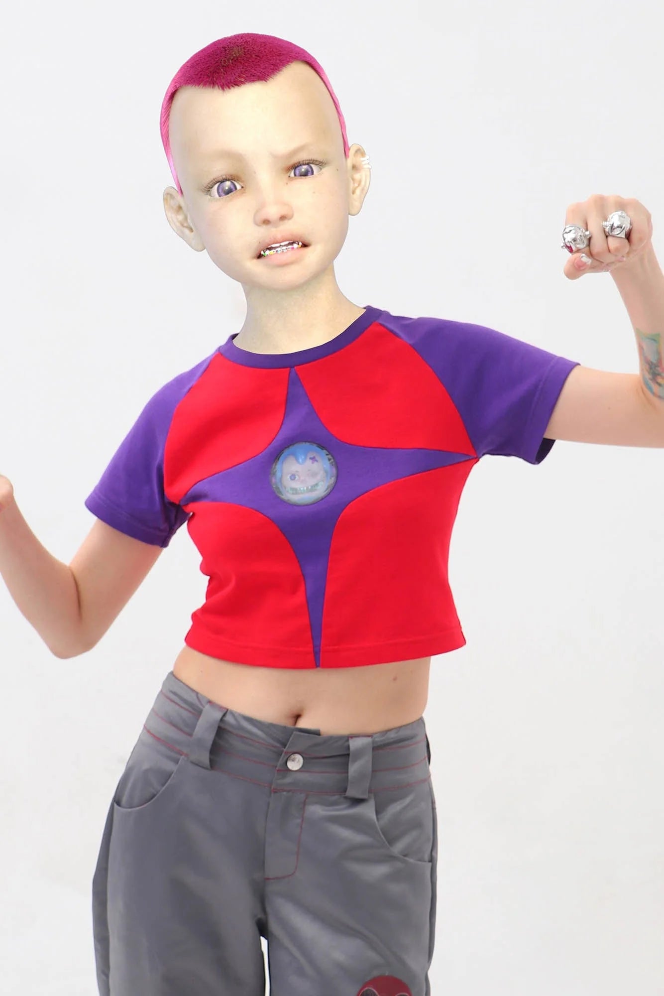 EMBRYO Four-Point Star Spliced Cropped Top