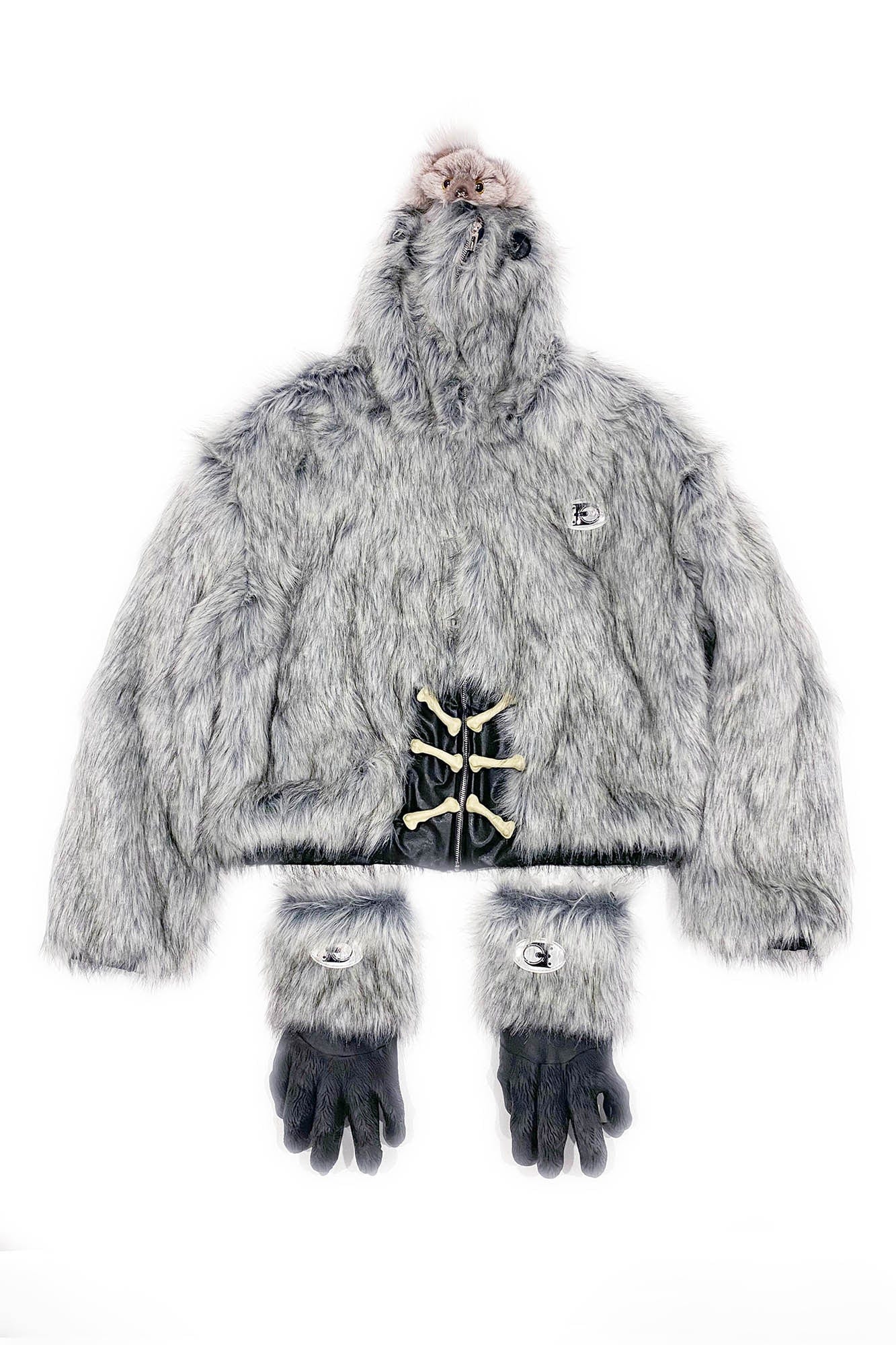 EMBRYO Detachable Beast Claw Faux Fur Hooded Jacket