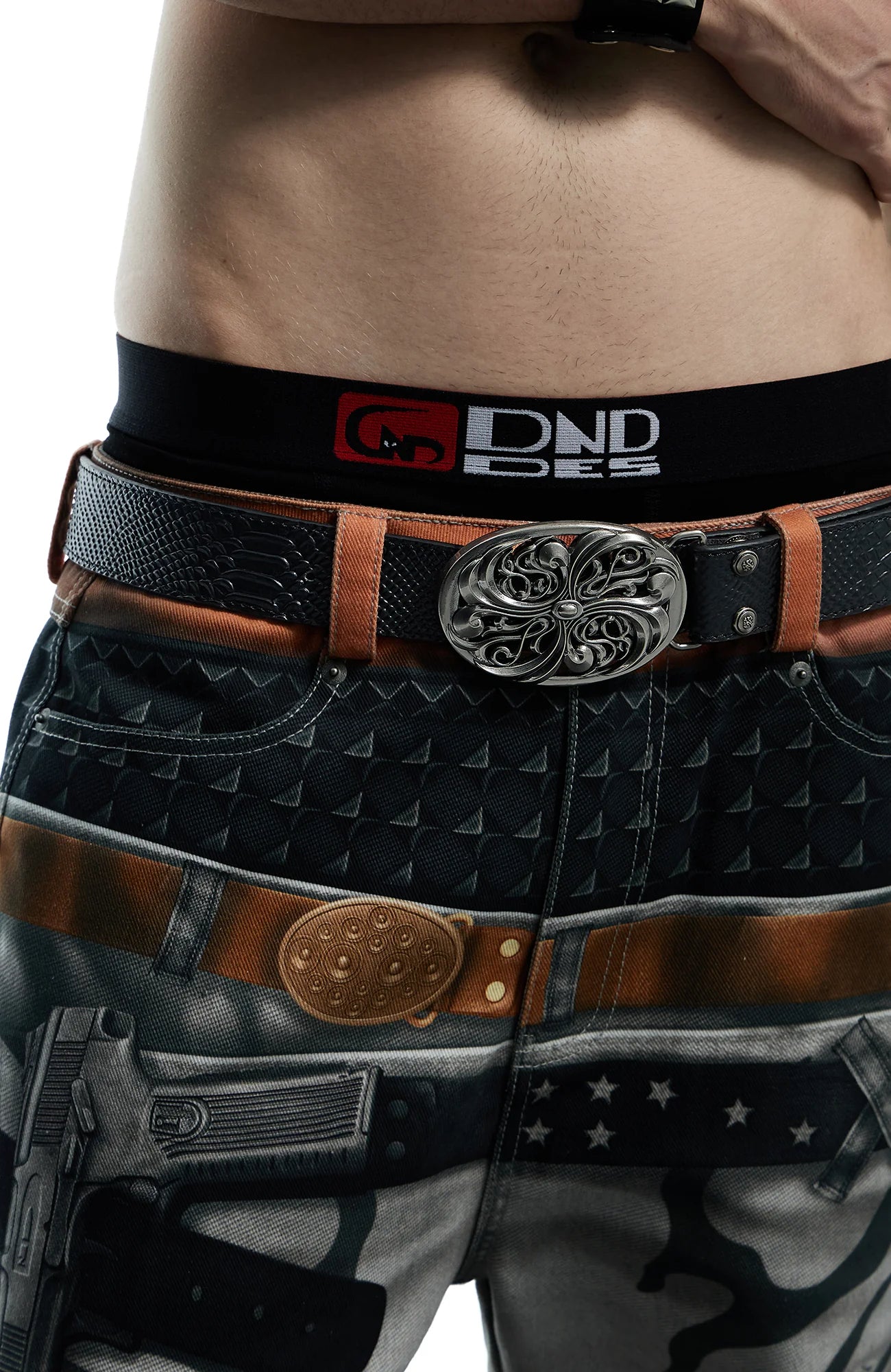 DND4DES Buckle Snake-Embossed Leather Belt